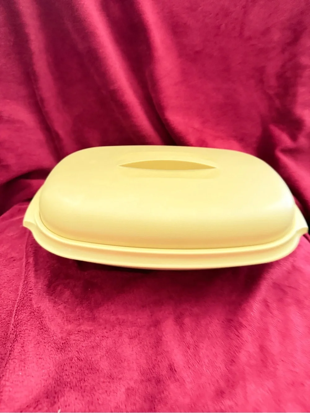 Vtg Tupperware 4pc Microwave Steamer with Dual-Compartment Insert Harvest Gold
